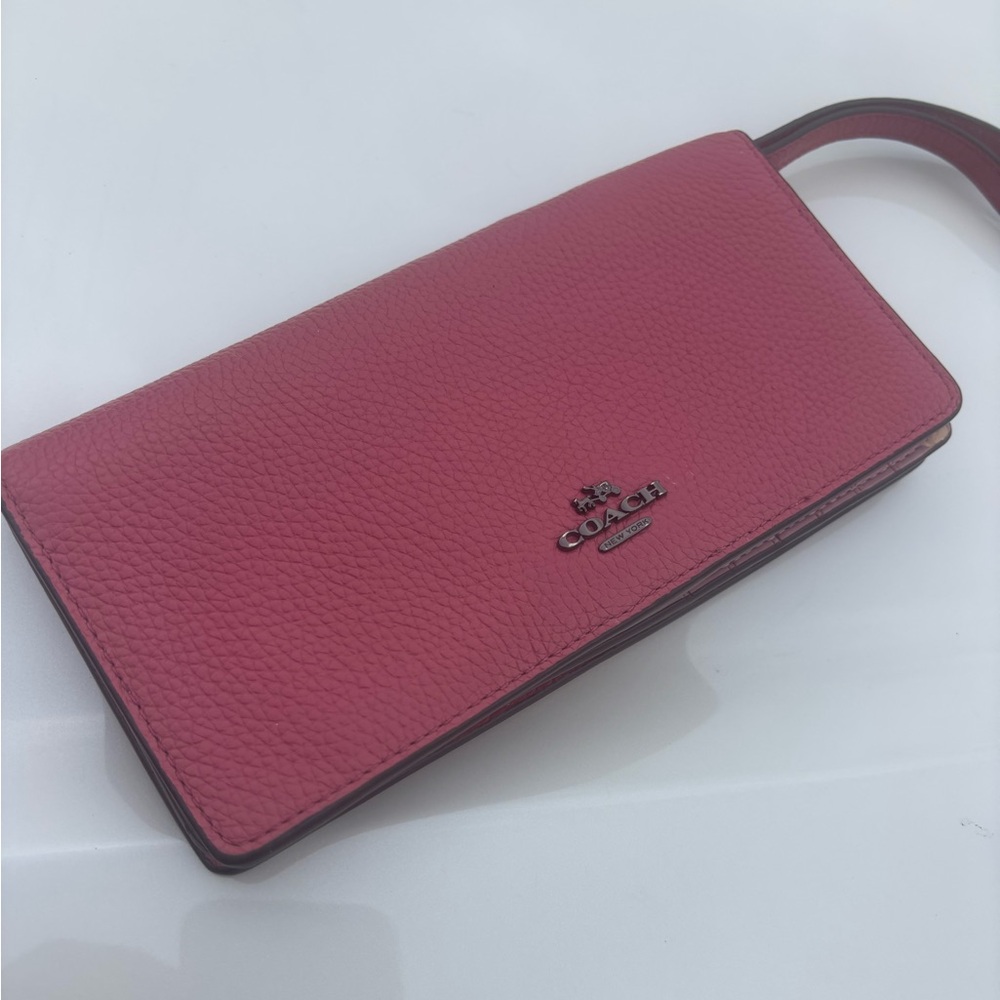 Coach Watermelon Pink Leather Clutch/wallet